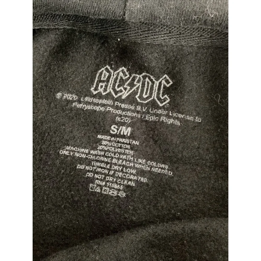 AC/DC Hoodie Sweatshirt Men's Size S/M Black Heavy Metal Blow Up Your Video - Picture 7 of 7